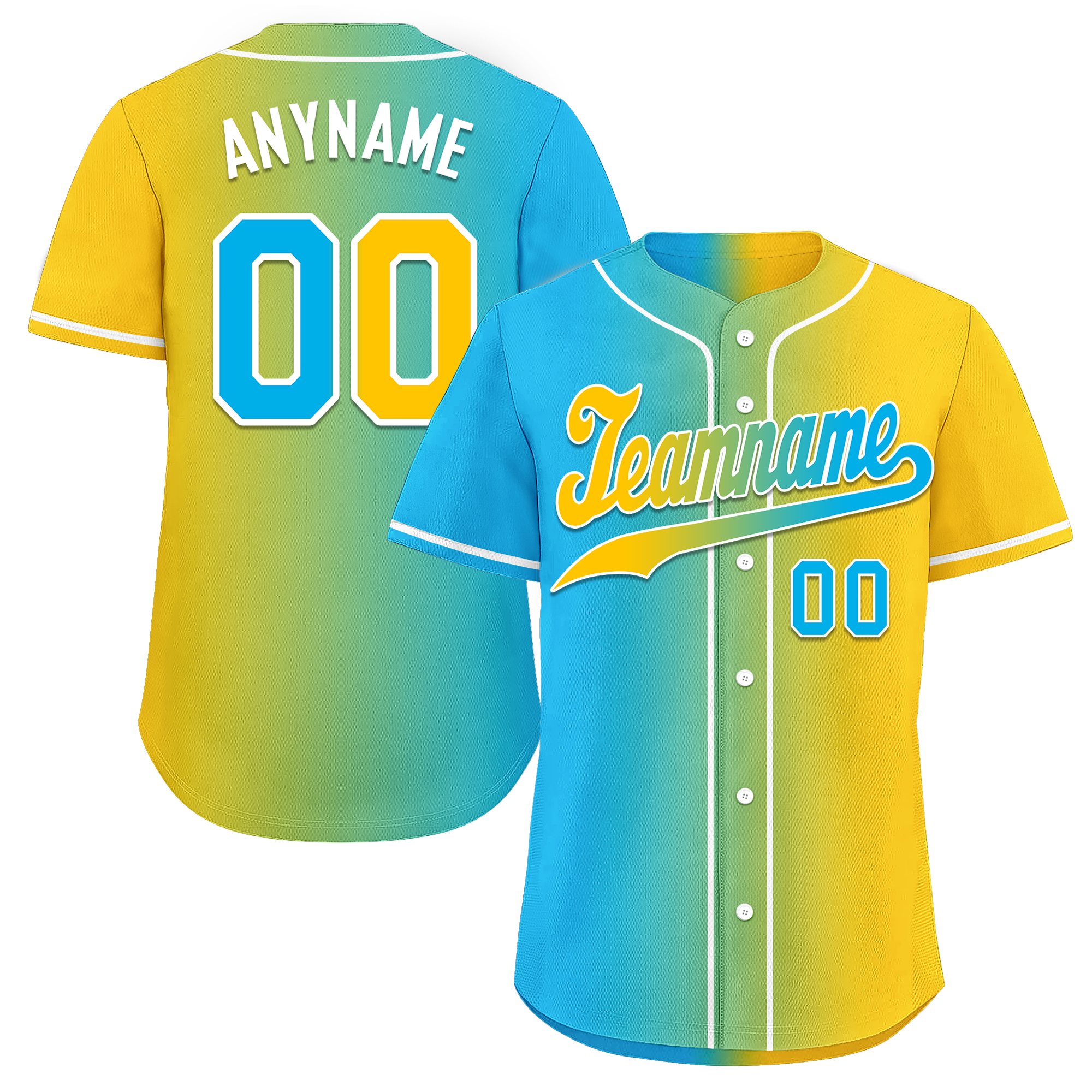 Custom Blue Yellow Gradient Fashion Personalized Authentic Baseball Jersey BSBJ01-D0a709b