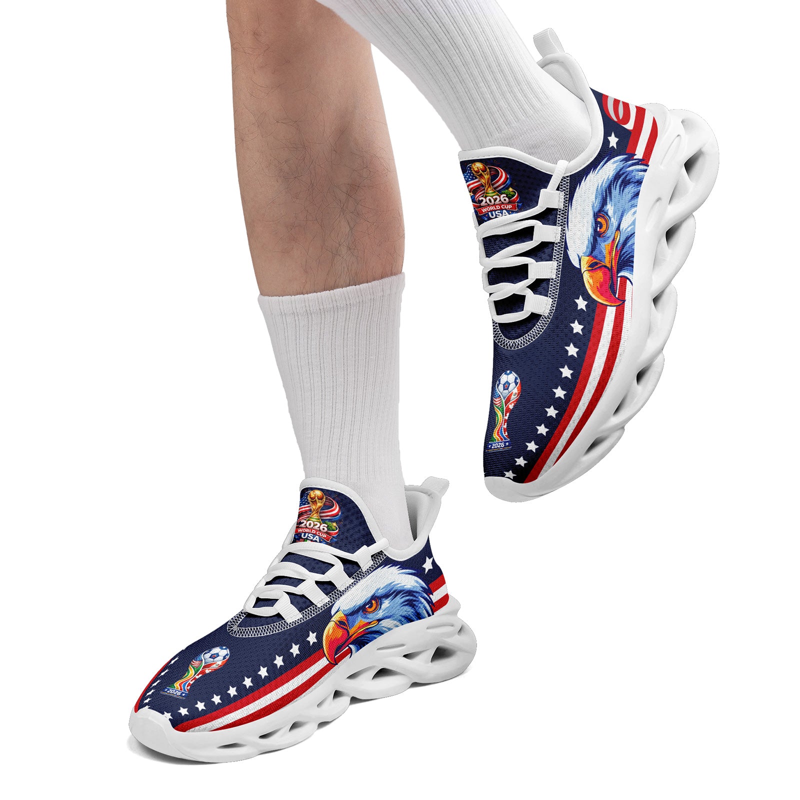 Custom United States 2026 World Cup Sneakers DIY Country Flag Running Shoes Lightweight Sport Shoes Gift for Football Fans Personalized Team Name and Logo FN003-F018032-4
