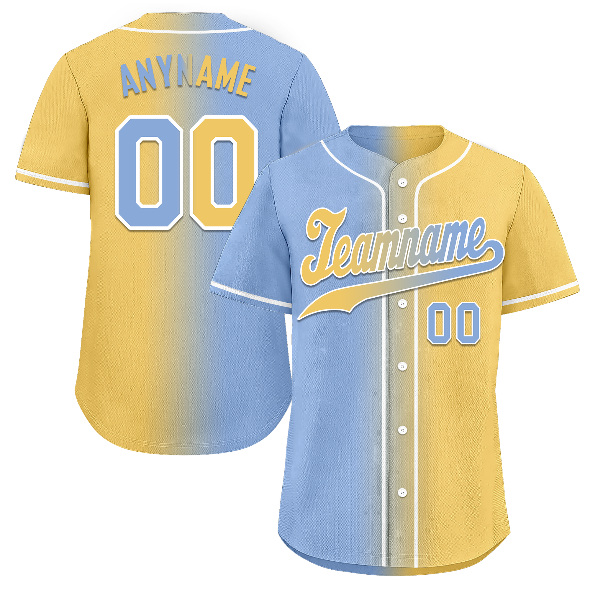 Custom Blue Yellow Gradient Fashion Personalized Authentic Baseball Jersey BSBJ01-D0a7079