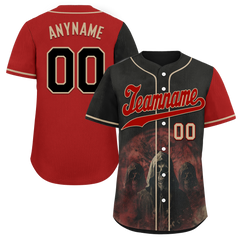 Custom Black Red Skull Fashion Personalized Authentic Baseball Jersey BSBJ01-D017143