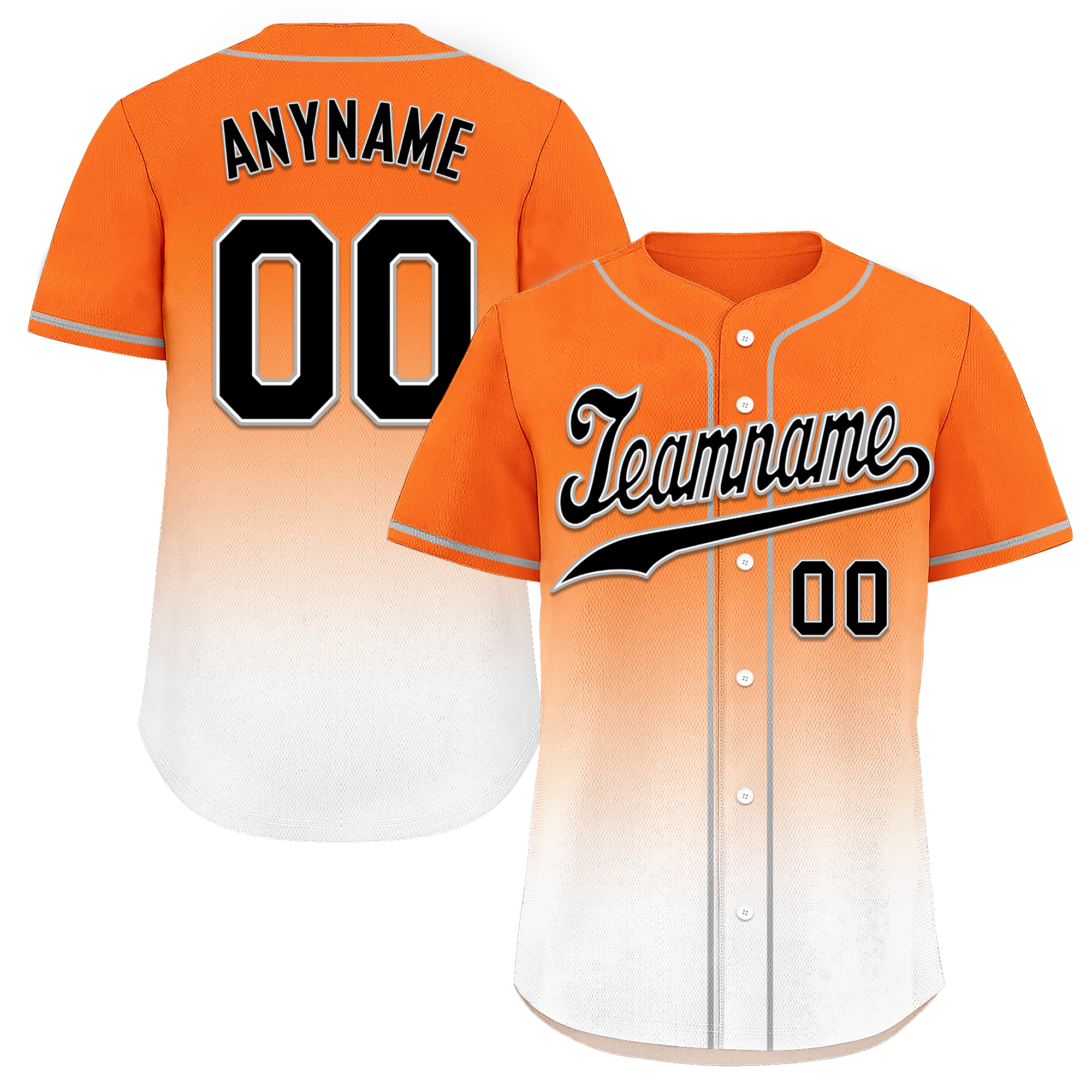 Custom Orange White Fade Fashion Personalized Authentic Baseball Jersey BSBJ01-D0a70dd