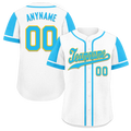 Custom White Blue Raglan Sleeves Personalized Authentic Baseball Jersey BSBJ01-D017167