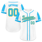 Custom White Blue Raglan Sleeves Personalized Authentic Baseball Jersey BSBJ01-D017167