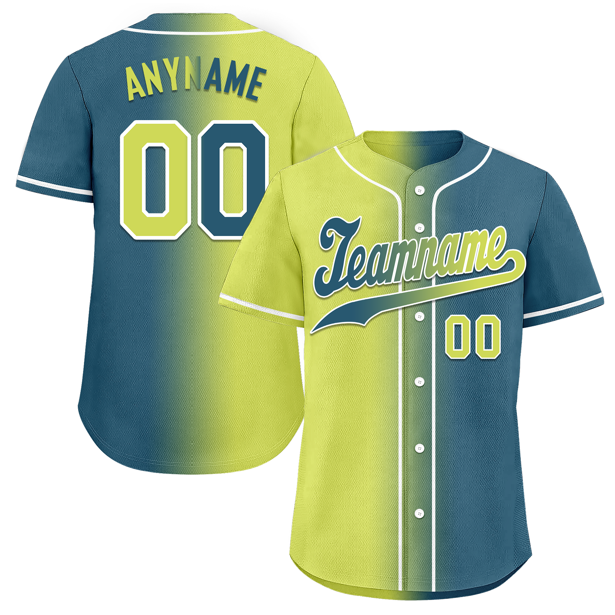 Custom Yellow Green Gradient Fashion Personalized Authentic Baseball Jersey BSBJ01-D0a709d