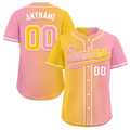Custom Yellow Pink Gradient Fashion Personalized Authentic Baseball Jersey BSBJ01-D0a7aac