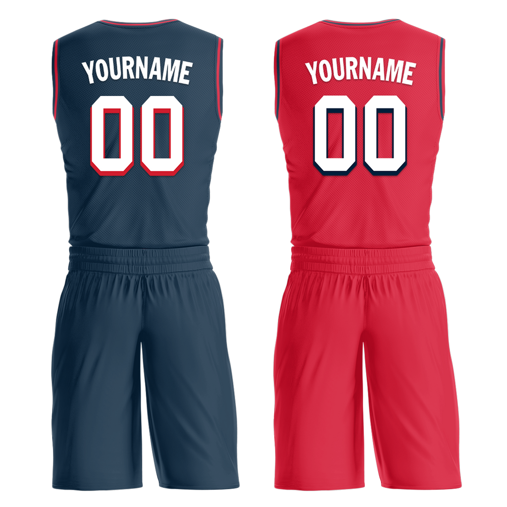 Custom Blue Red Classic Style Reversible Basketball Uniform Personalized Ordinary BBJR-D017021