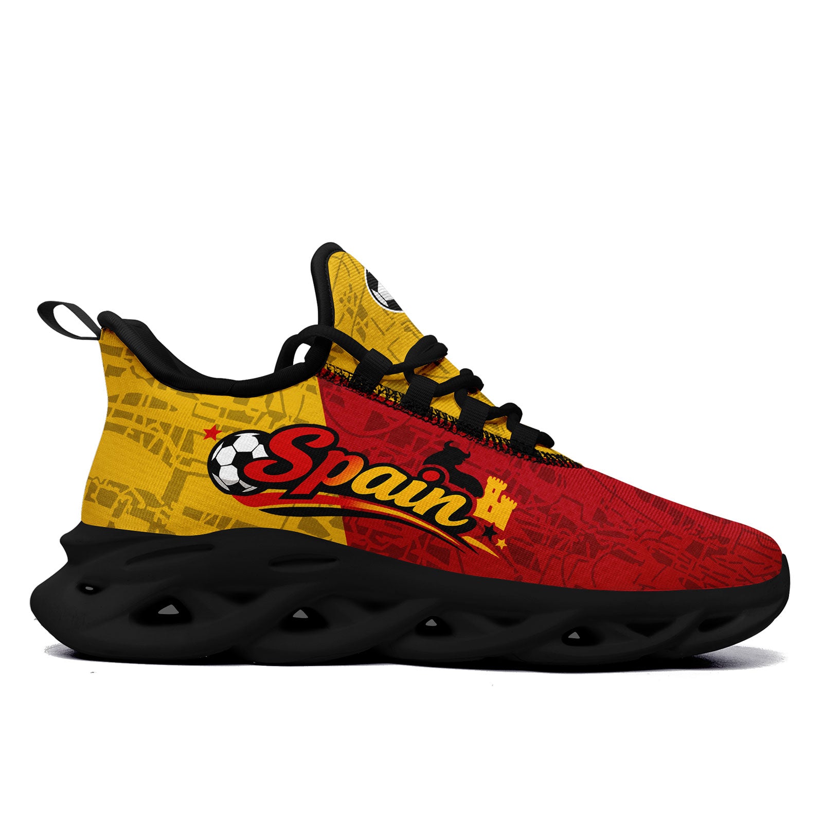 Custom 2026 World Cup Spain Sneakers DIY Country Flag Running Shoes Lightweight Sport Shoes Gift for Football Fans Personalized Team Name and Logo FN003-F027068-2