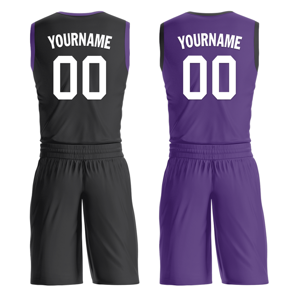 Custom Black Purple Classic Style Reversible Basketball Uniform Personalized Ordinary BBJR-D017035