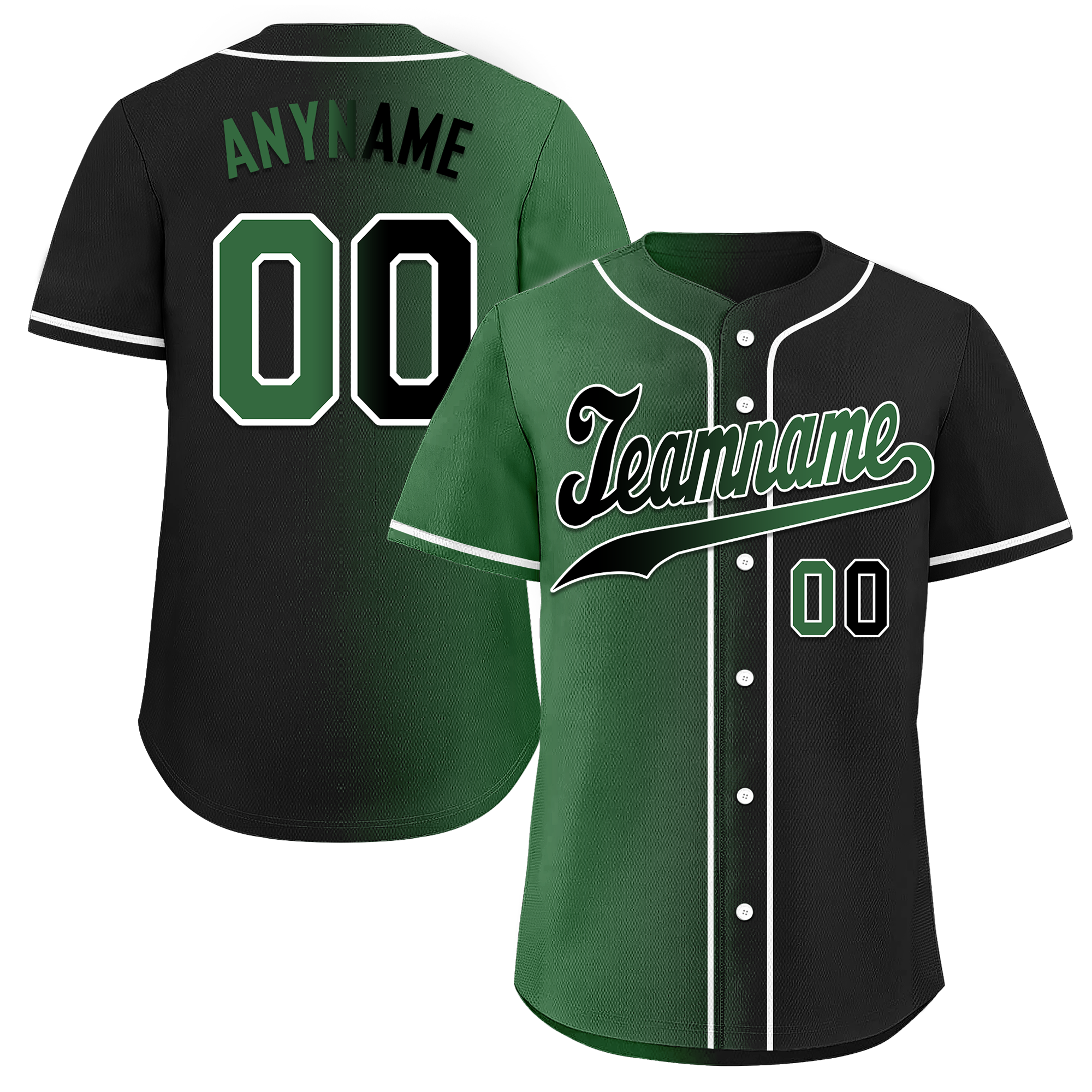 Custom Green Black Gradient Fashion Personalized Authentic Baseball Jersey BSBJ01-D0a707c