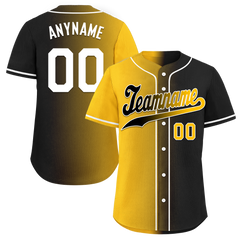 Custom Yellow Black Gradient Fashion Personalized Authentic Baseball Jersey BSBJ01-D0a7a00