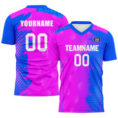 Custom Pink Blue Soccer Sets Jersey Personalized SCJ101-D020210-7