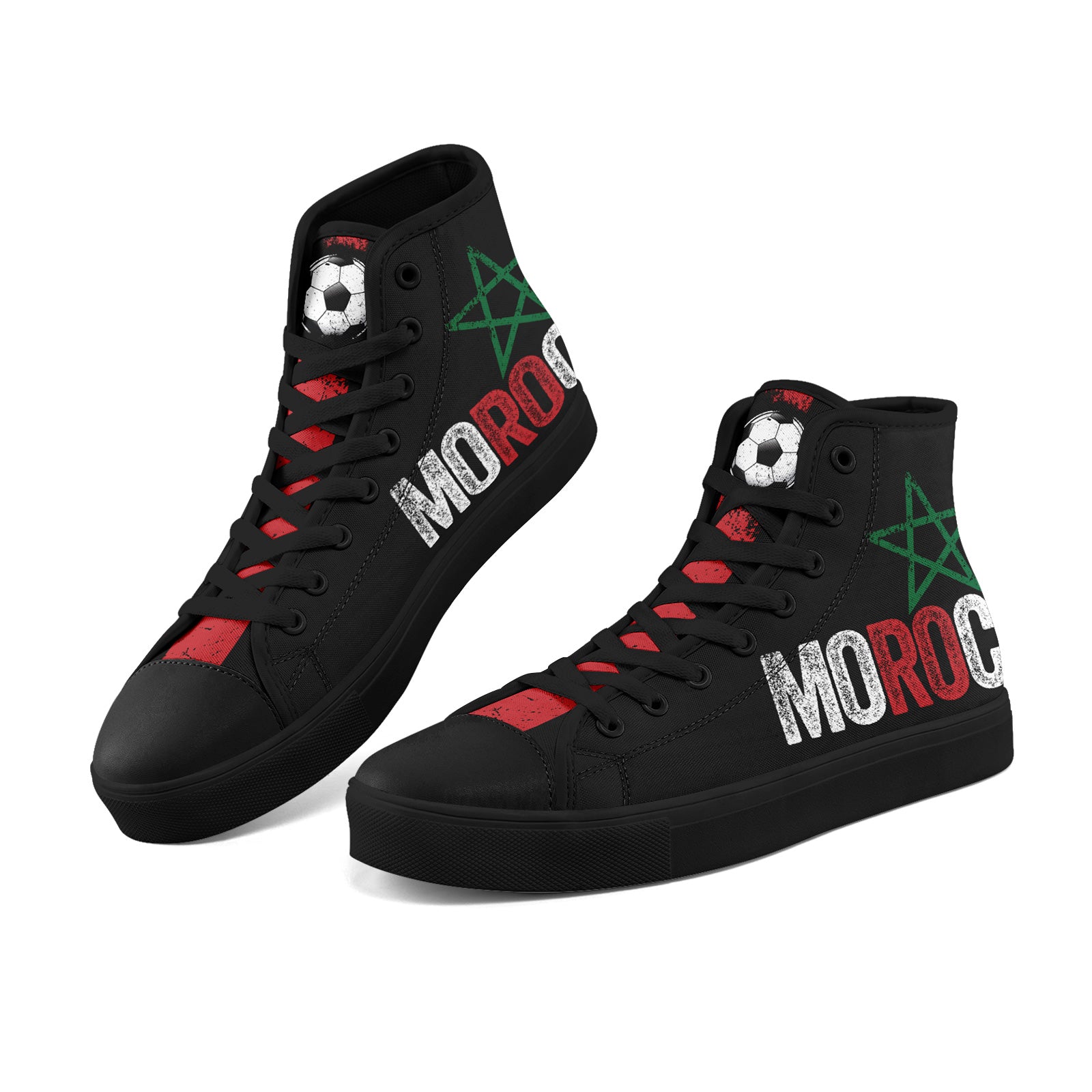 Custom Morocco 2026 World Cup Sneakers DIY Country Flag Running Shoes Lightweight Sport Shoes Gift for Football Fans Personalized Team Name and Logo FN024-F009090-1