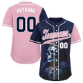 Custom Blue Pink Skull Fashion Personalized Authentic Baseball Jersey BSBJ01-D017145