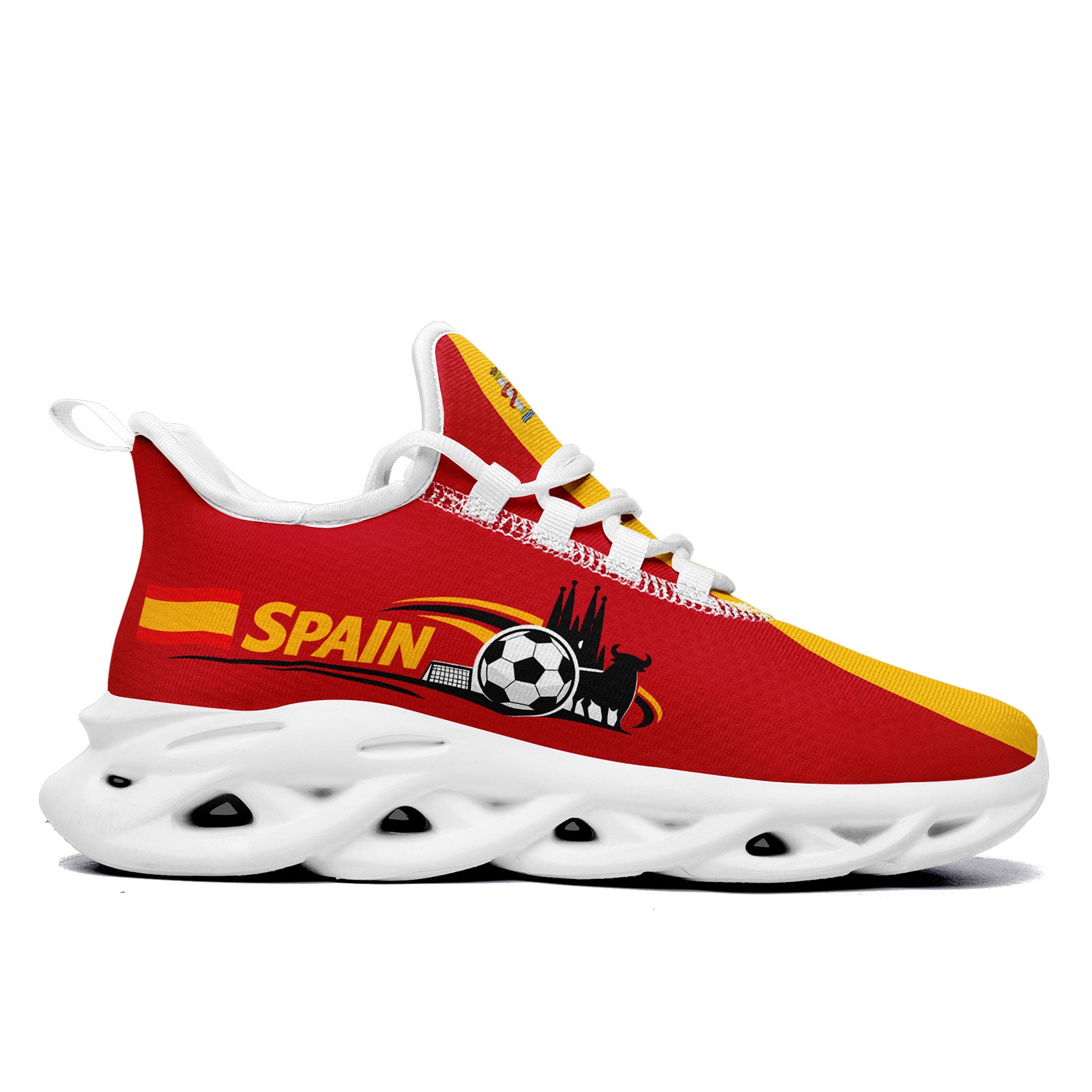 Custom 2026 World Cup Spain Sneakers DIY Country Flag Running Shoes Lightweight Sport Shoes Gift for Football Fans Personalized Team Name and Logo FN003-F027068-1