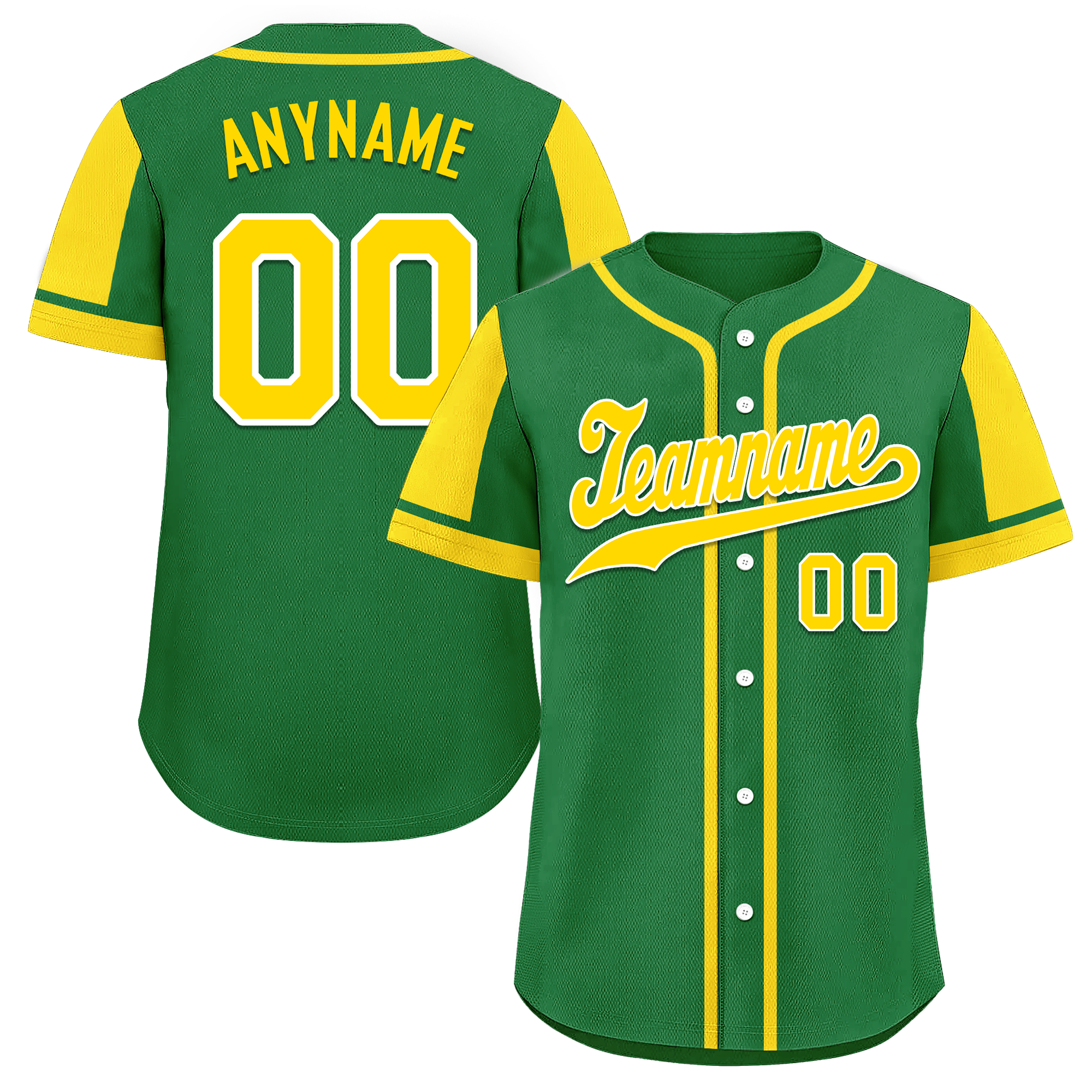 Custom Green Yellow Raglan Sleeves Personalized Authentic Baseball Jersey BSBJ01-D017191