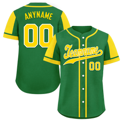 Custom Green Yellow Raglan Sleeves Personalized Authentic Baseball Jersey BSBJ01-D017191