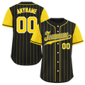 Custom Black Gold Stripe Fashion Personalized Authentic Baseball Jersey BSBJ01-D017217