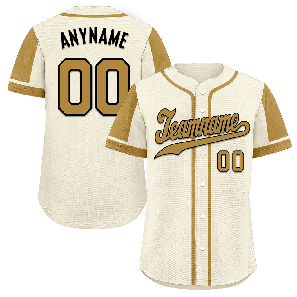 Custom Beige Raglan Sleeves Personalized Authentic Baseball Jersey BSBJ01-D017201