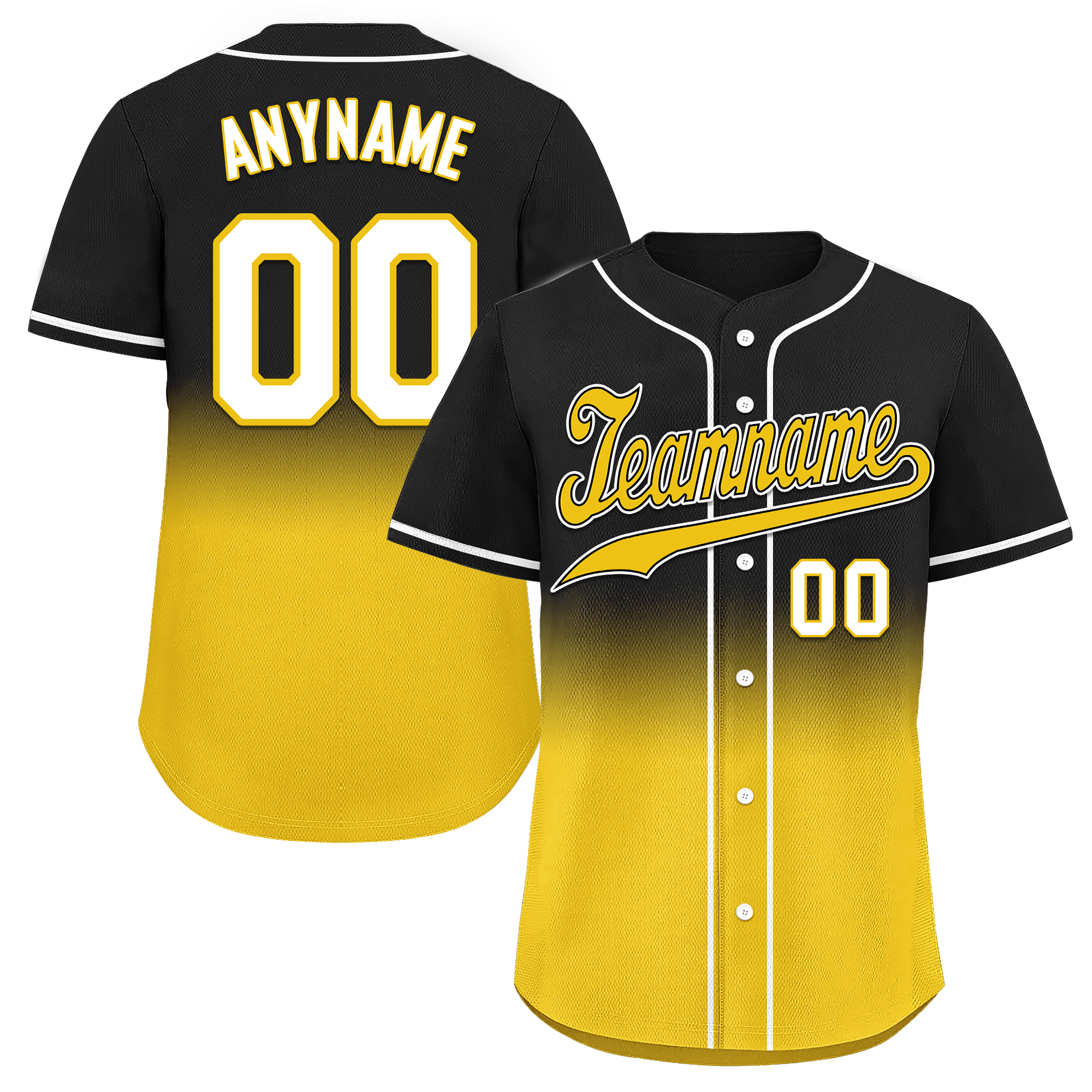 Custom Black Yellow Fade Fashion Personalized Authentic Baseball Jersey BSBJ01-D0a70cc