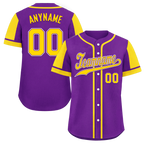 Custom Purple Yellow Raglan Sleeves Personalized Authentic Baseball Jersey BSBJ01-D017172