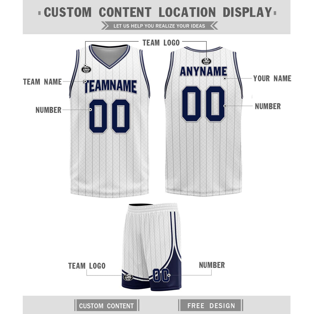 Custom White Dark Blue Black Orlando City Edition Personalized Reversible Basketball Set Sports Basketball Jersey BBJ01R-D0610-22