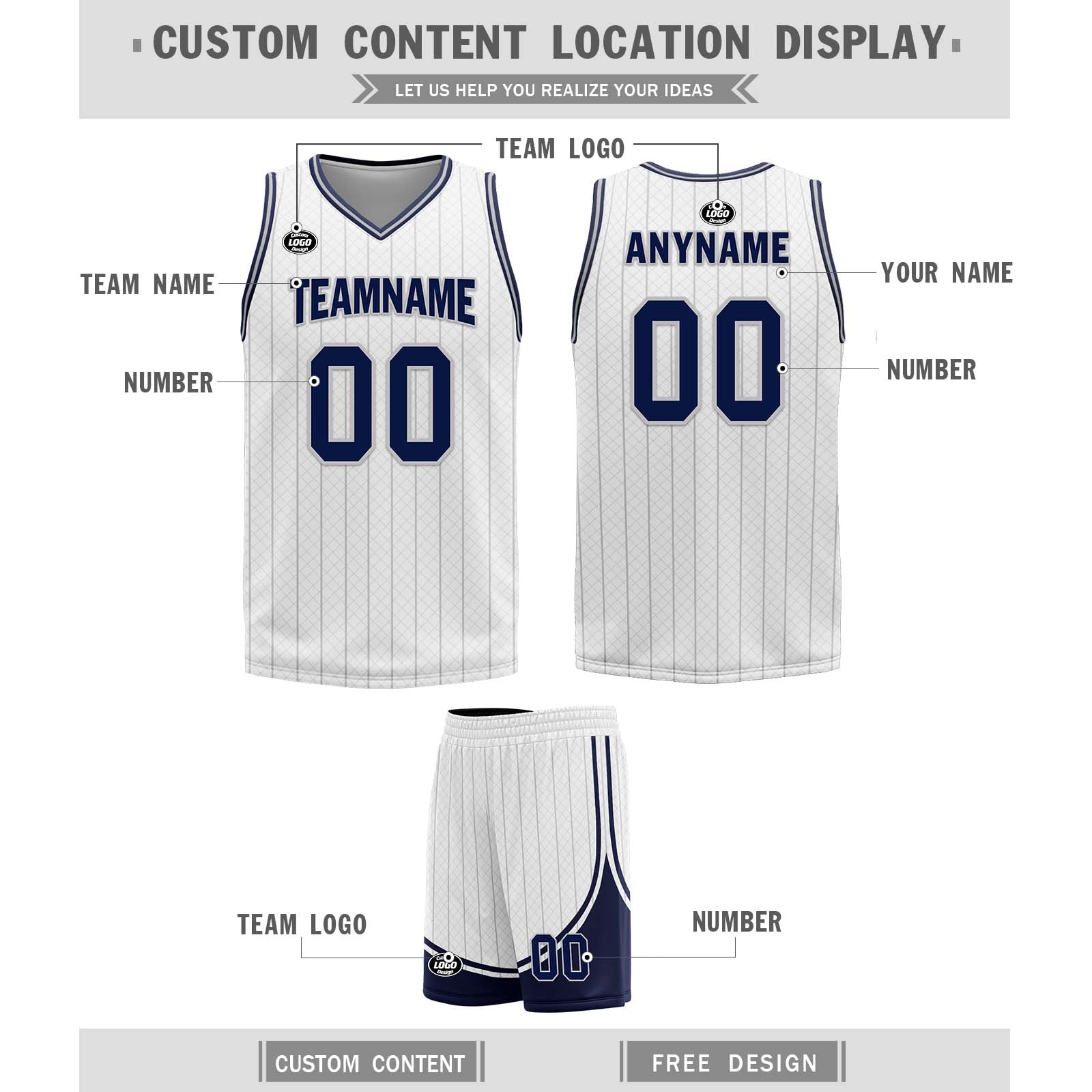 Custom White Dark Blue Black Orlando City Edition Personalized Reversible Basketball Set Sports Basketball Jersey BBJ01R-D0610-22