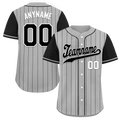 Custom Gray Black Stripe Embroidered Baseball Jersey