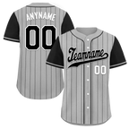 Custom Gray Black Stripe Embroidered Baseball Jersey