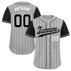 Custom Gray Black Stripe Fashion Personalized Authentic Baseball Jersey BSBJ01-D017254