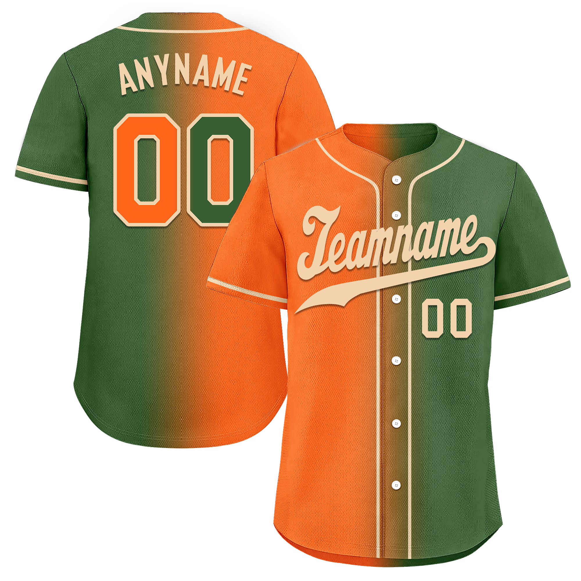 Custom Orange Green Gradient Fashion Personalized Authentic Baseball Jersey BSBJ01-D0a708d