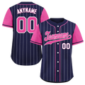 Custom Blue Pink Stripe Fashion Personalized Authentic Baseball Jersey BSBJ01-D017227