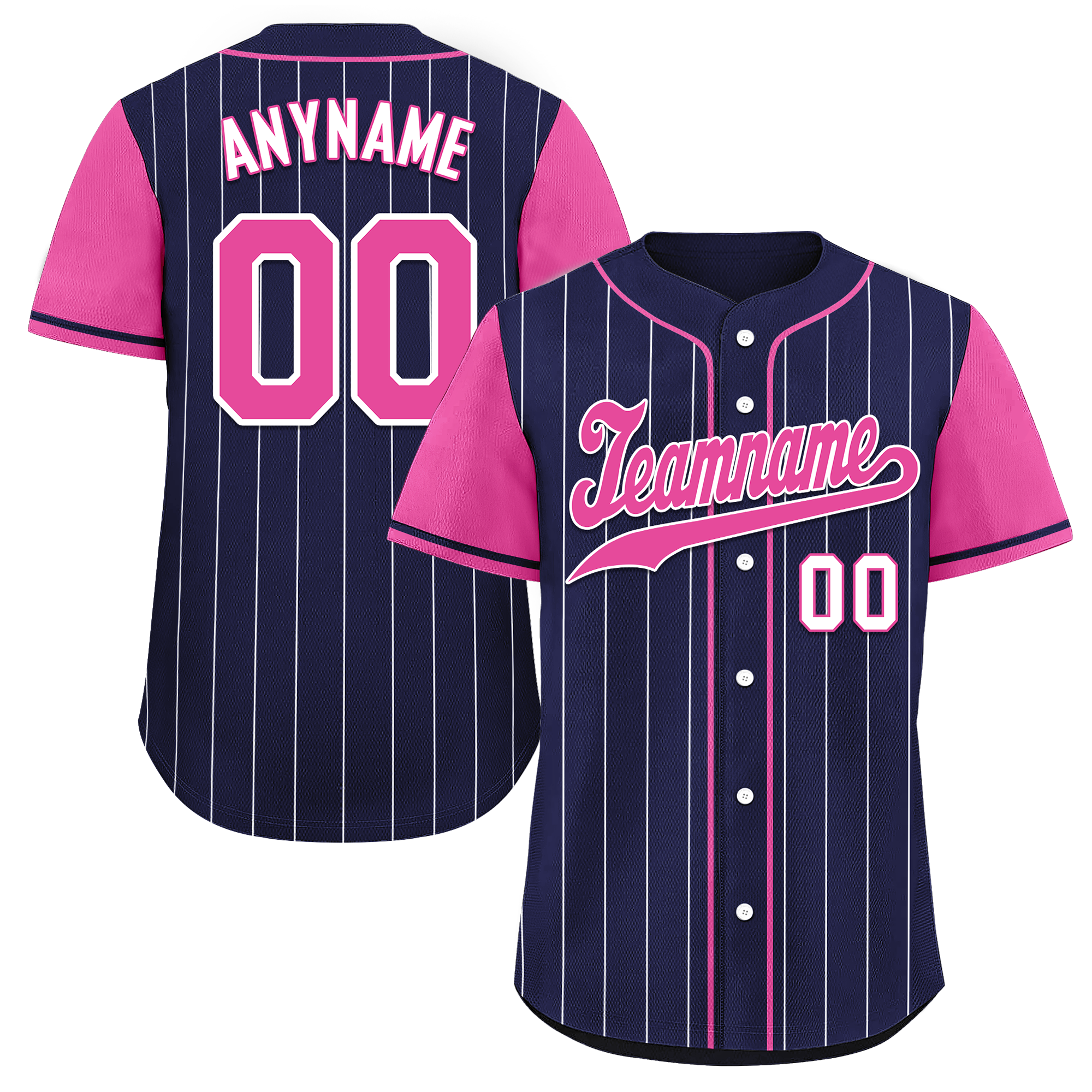 Custom Blue Pink Stripe Fashion Personalized Authentic Baseball Jersey BSBJ01-D017227