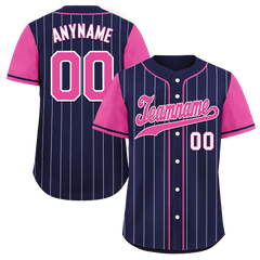 Custom Blue Pink Stripe Fashion Personalized Authentic Baseball Jersey BSBJ01-D017227