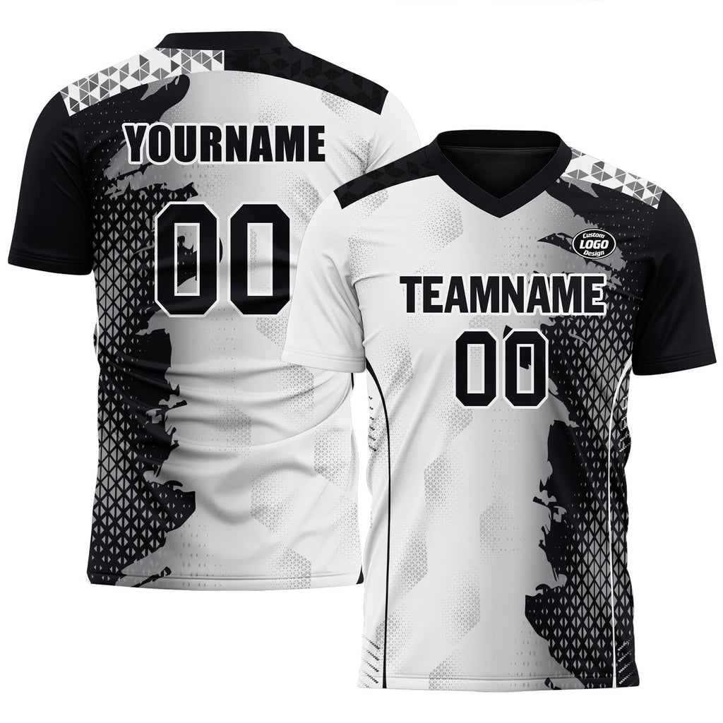 Custom Black White Soccer Sets Jersey Personalized SCJ101-D020210-2