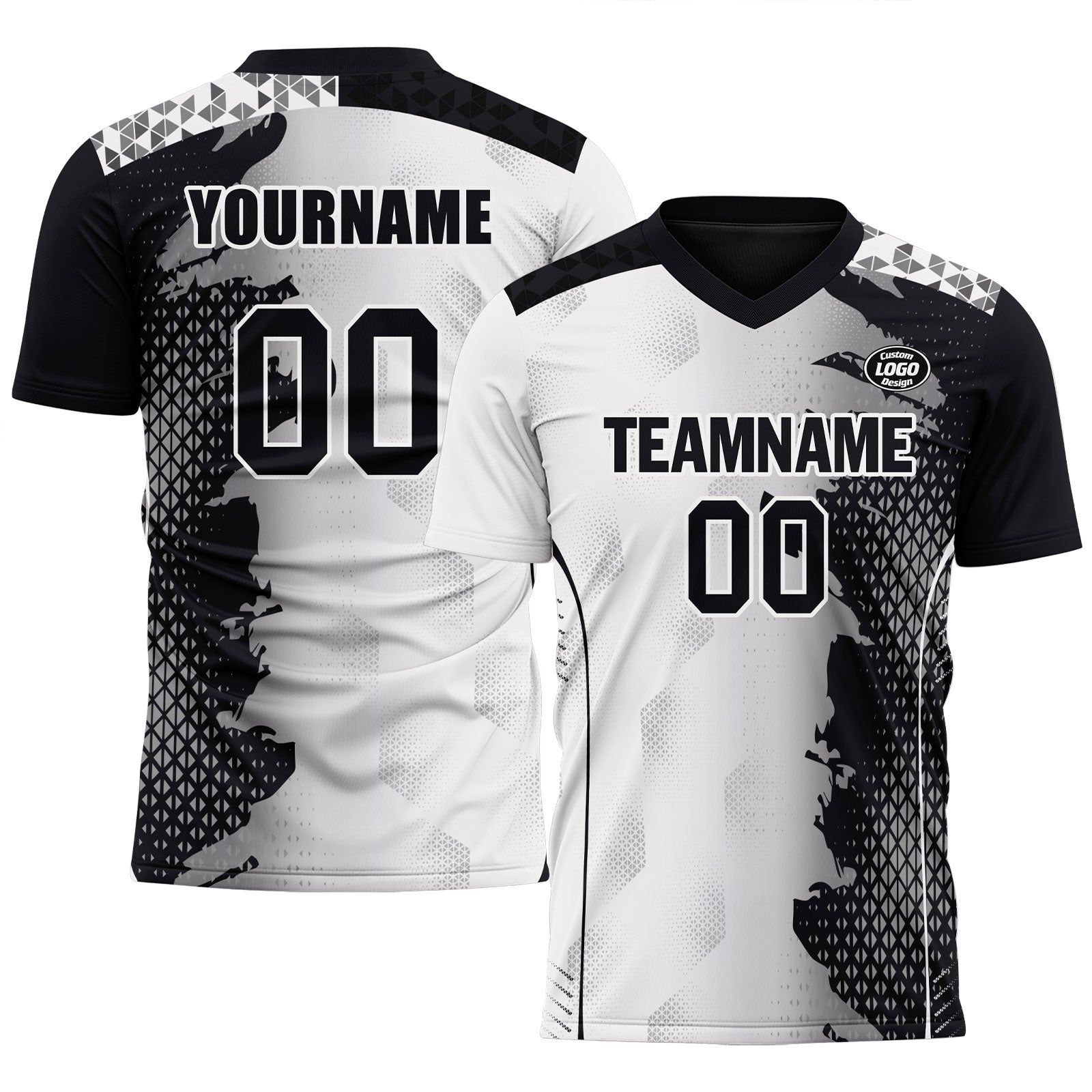 Custom Black White Soccer Sets Jersey Personalized SCJ101-D020210-2
