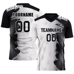 Custom Black White Soccer Sets Jersey Personalized SCJ101-D020210-2