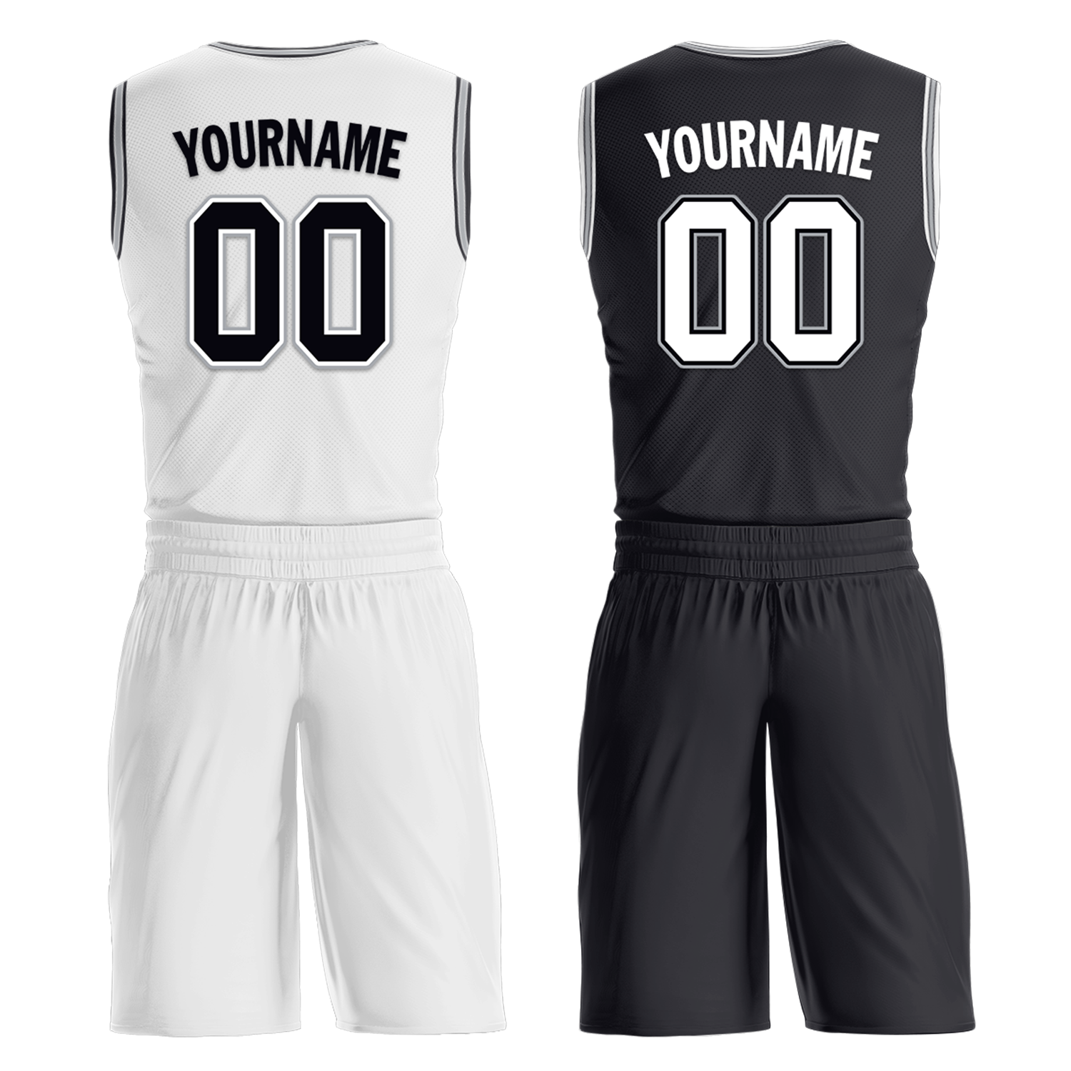 Custom White Black Classic Style Reversible Basketball Uniform Personalized Ordinary BBJR-D017051