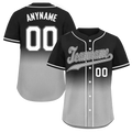 Custom Black Grey Fade Embroidered Baseball Jersey