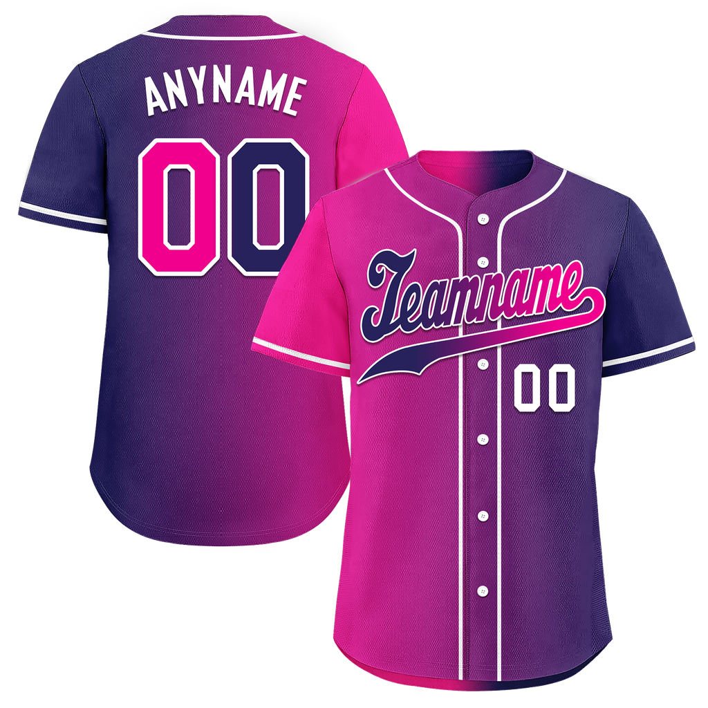 Custom Pink Blue Gradient Fashion Personalized Authentic Baseball Jersey BSBJ01-D0a7aab