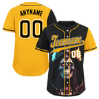 Custom Black Yellow Skull Fashion Personalized Authentic Baseball Jersey BSBJ01-D017155
