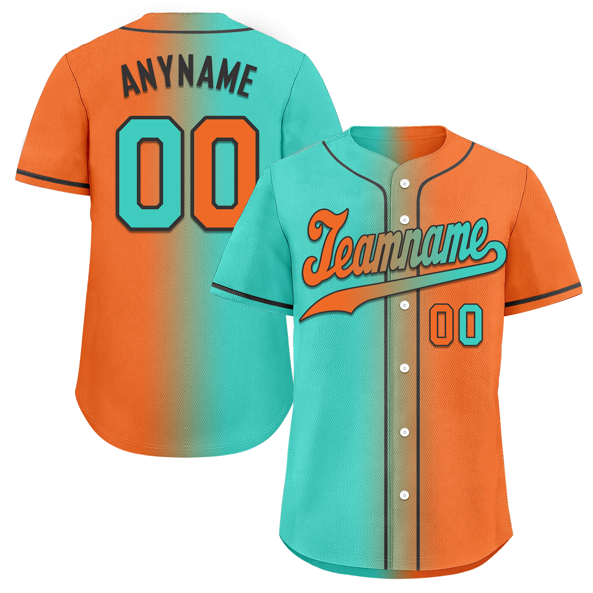 Custom Cyan Orange Gradient Fashion Personalized Authentic Baseball Jersey BSBJ01-D0a7087