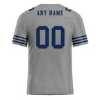 Custom Gray Blue Striped Sleeves Personalized Authentic Football Jersey FBJ02-D06033