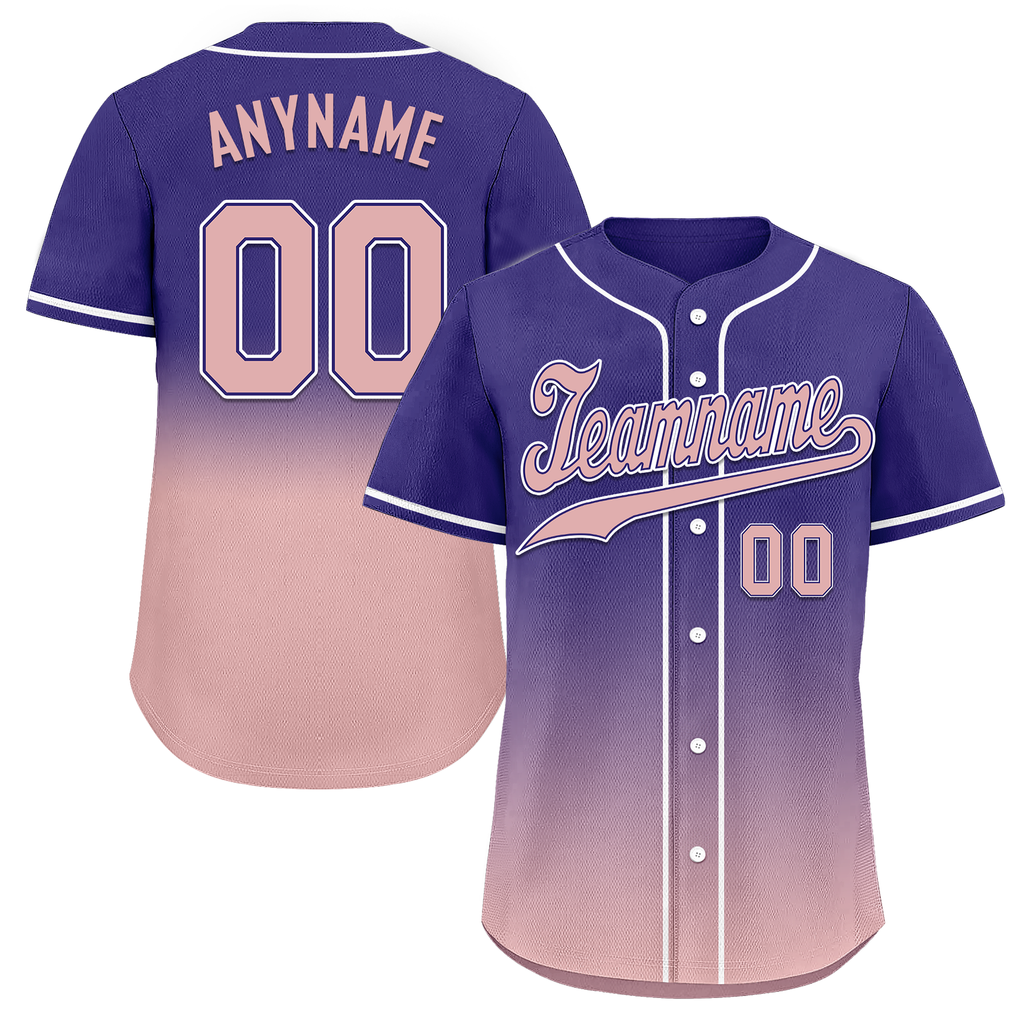 Custom Purple Pink Fade Fashion Personalized Authentic Baseball Jersey BSBJ01-D0a7070