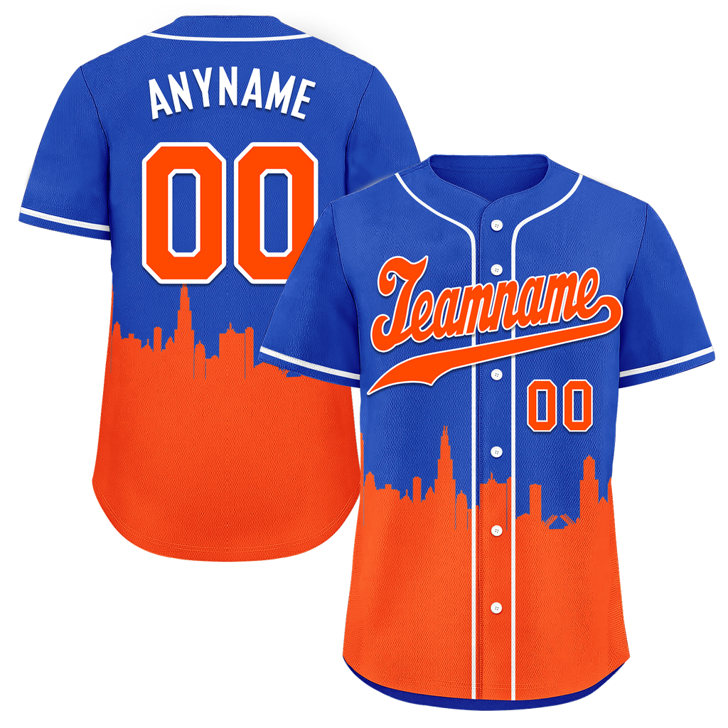 Custom Blue Orange City Edition Personalized Authentic Baseball Jersey BSBJ01-D017128