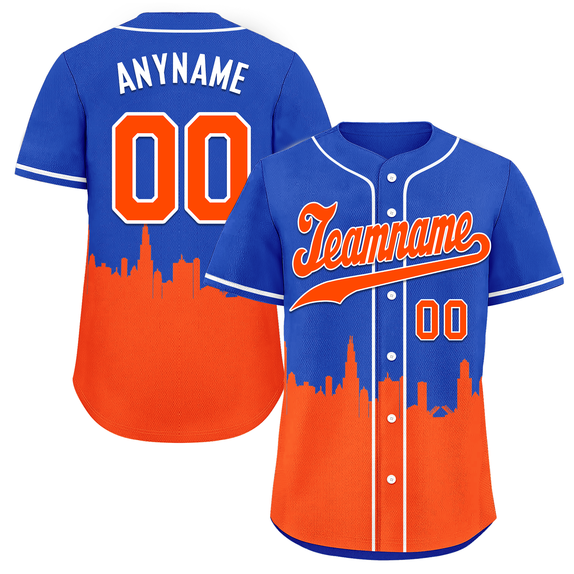 Custom Blue Orange City Edition Personalized Authentic Baseball Jersey BSBJ01-D017128