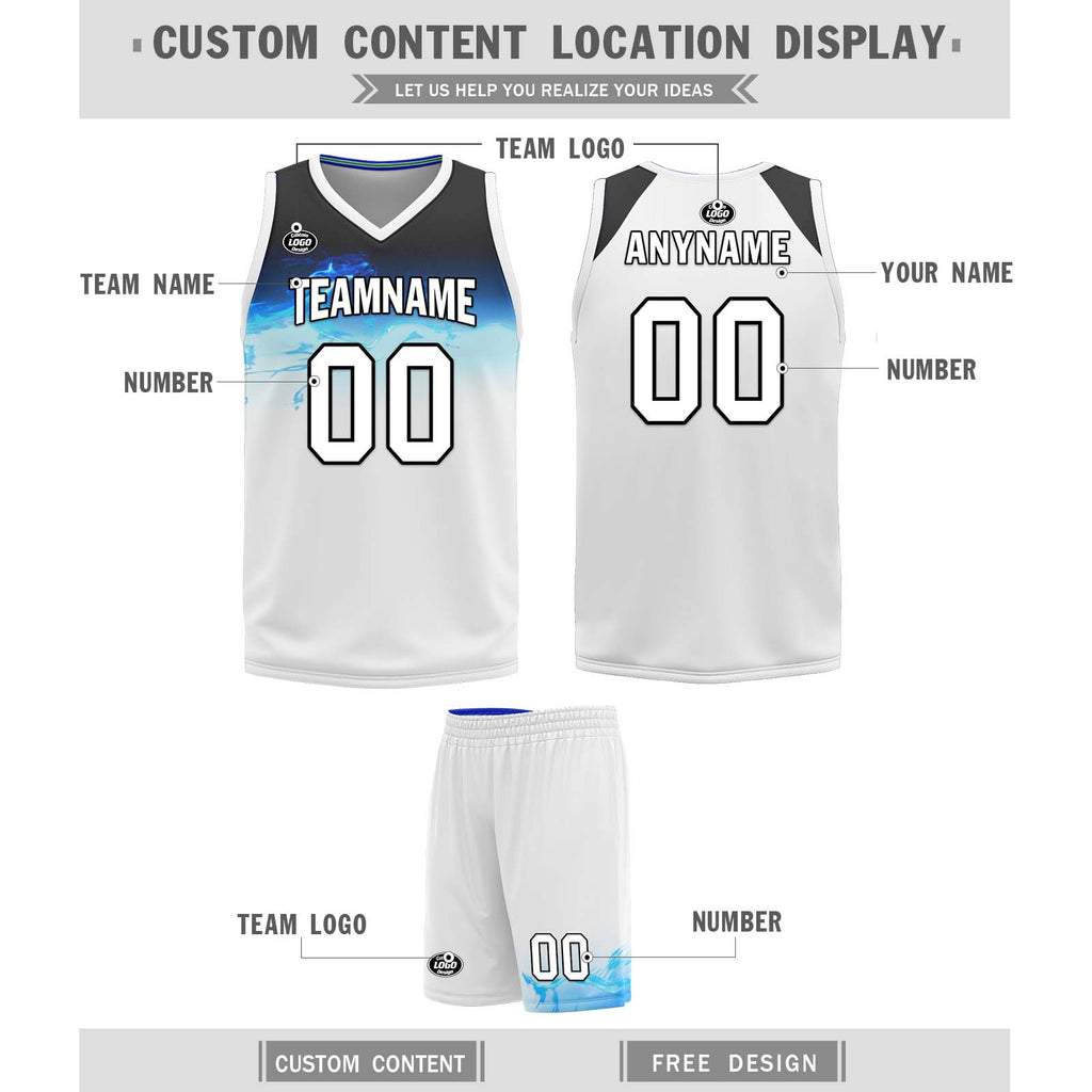Custom Gradient Blue White Minnesota City Edition Personalized Reversible Basketball Set Sports Basketball Jersey BBJ01R-D0610-18