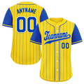 Custom Yellow Blue Stripe Fashion Personalized Authentic Baseball Jersey BSBJ01-D017240