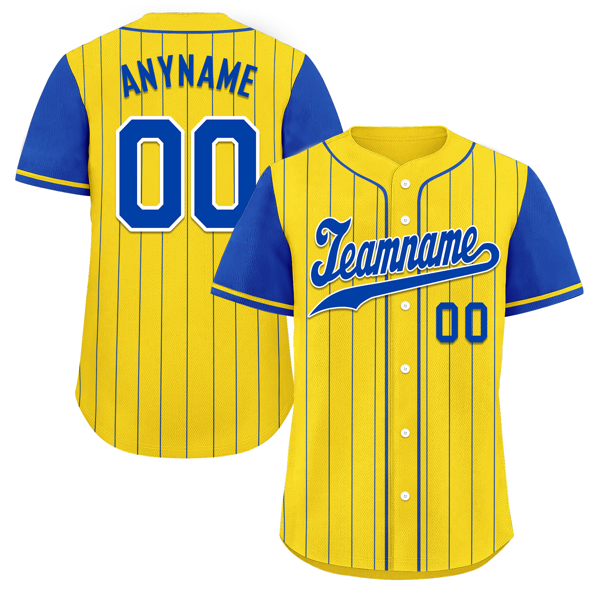 Custom Yellow Blue Stripe Fashion Personalized Authentic Baseball Jersey BSBJ01-D017240