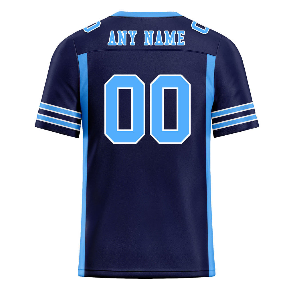 Custom Navy Blue Striped Sleeves Personalized Authentic Football Jersey FBJ02-D06050