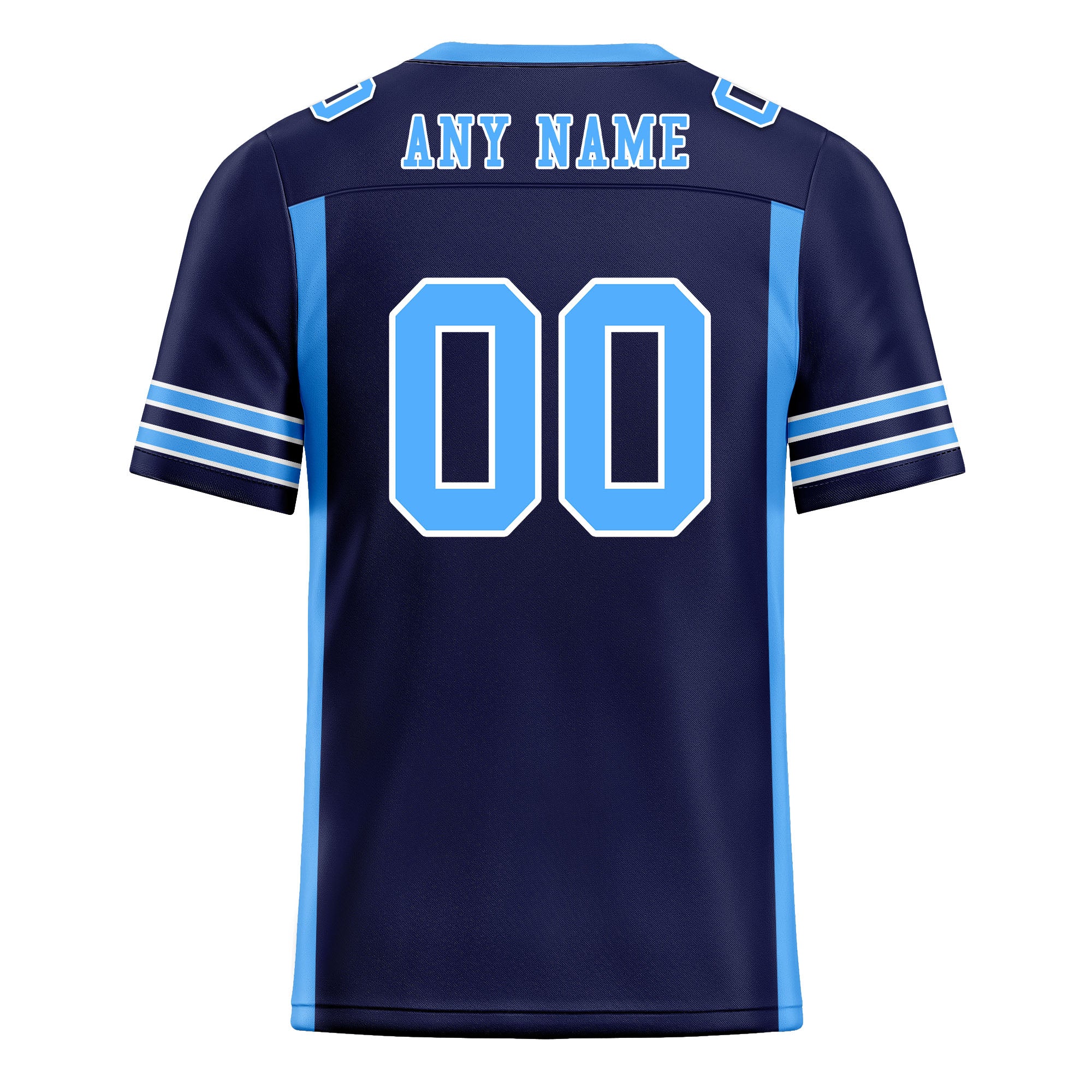 Custom Navy Blue Striped Sleeves Personalized Authentic Football Jersey FBJ02-D06050